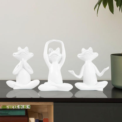 Suoedd Gold Frog Figurines Yoga Decor 3.7In Set of 3 –Frog Yoga Statues for Modern Living Room Desk Table Home Office Bookshelf Shelves Sculptures Decor,Gifts for Mom Women