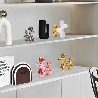 Notakia Cute Ceramics Balloon Dog Statue Crafts Gold Living Room Desktop Decorations,Handmade Modern Small Ceramic Animal Statue Ornament Gold Home Decor Accents