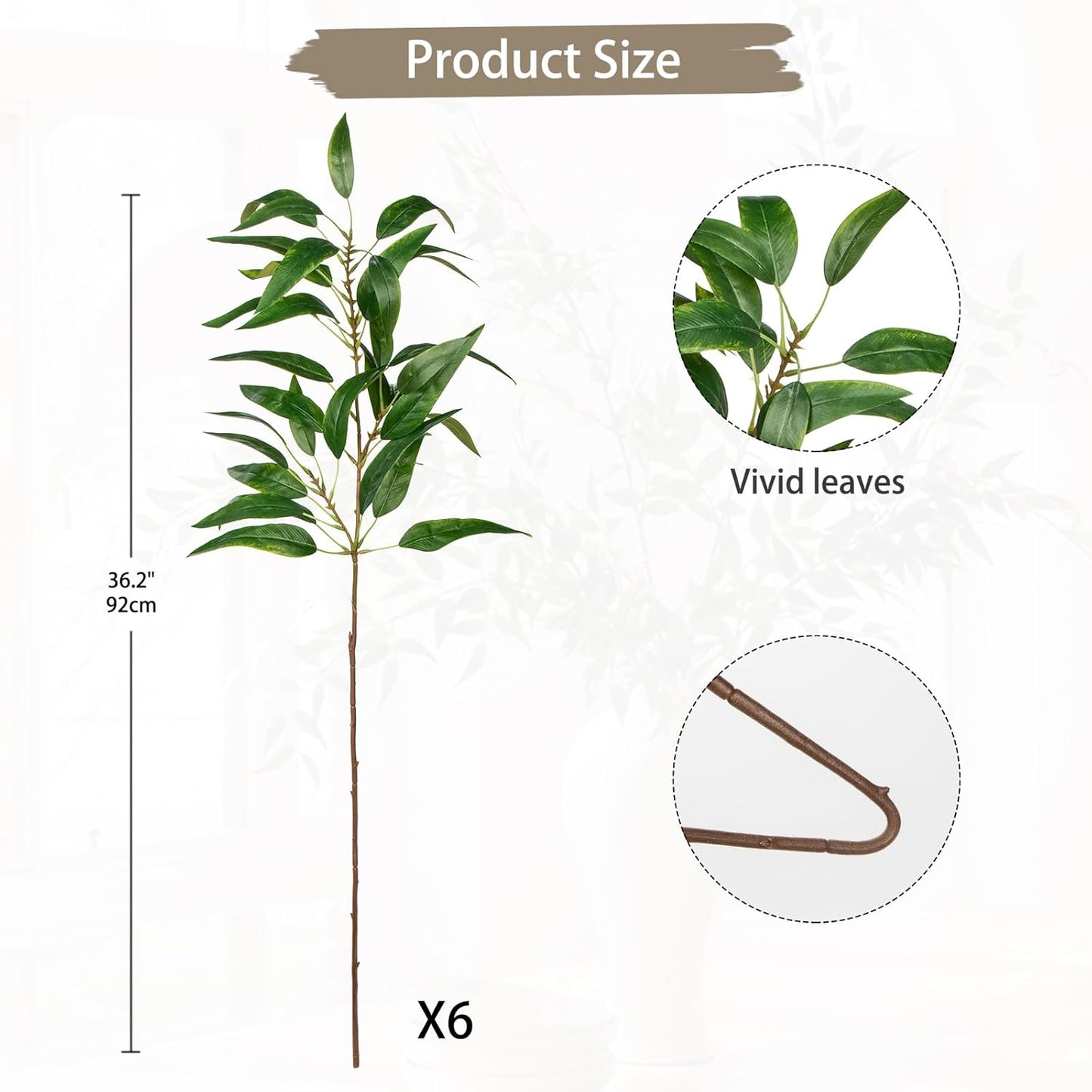 Faux Eucalyptus Stems Willow Eucalyptus Leaves 34” Long Fake Salix Leaves 3 Pcs Artificial Greenery Stems for DIY Bouquet Arrangements Centerpieces Shower Decorations-Artificial Eucalyptus Stems