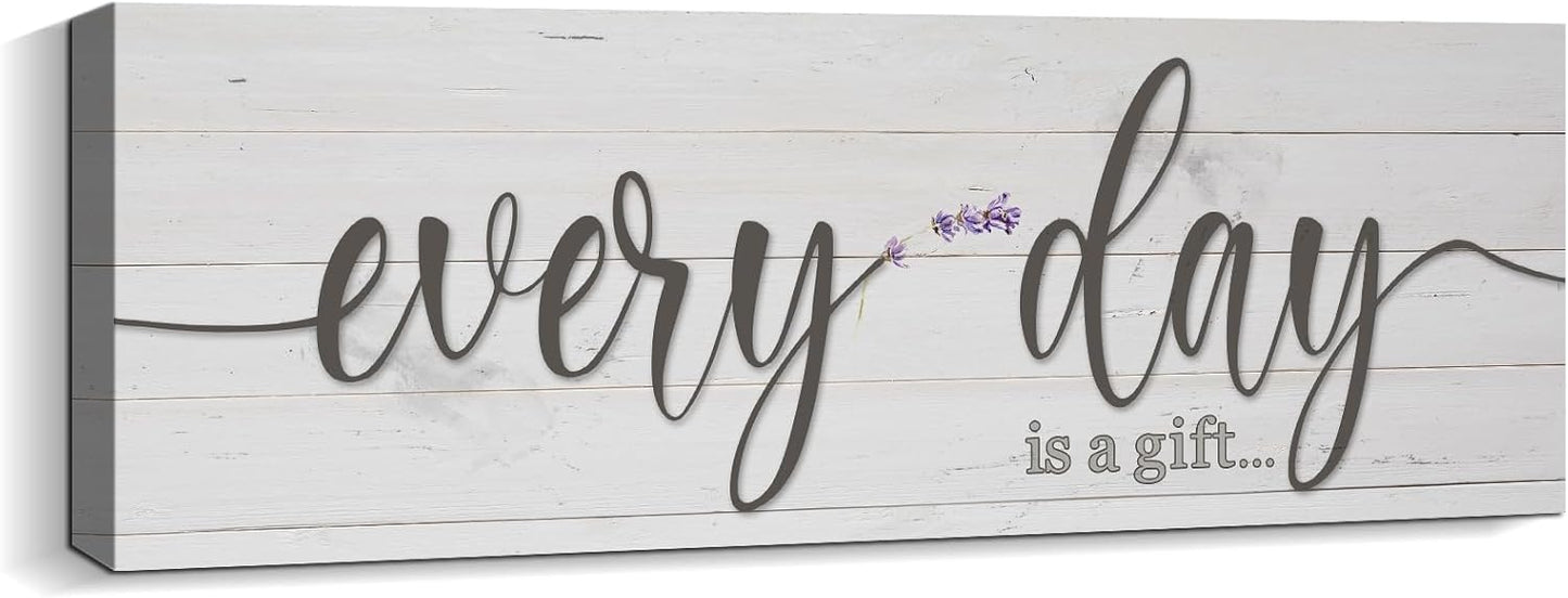 Quotes Wall Decor Enjoy the Little Things Sign Family Wall Signs Canvas Prints Rustic Wooden Wall Art Wood Pictures for Living Room Bedroom Office Home Decor, 6 X 17 Inch Framed