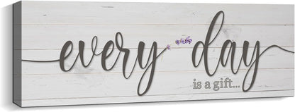 Quotes Wall Decor Enjoy the Little Things Sign Family Wall Signs Canvas Prints Rustic Wooden Wall Art Wood Pictures for Living Room Bedroom Office Home Decor, 6 X 17 Inch Framed