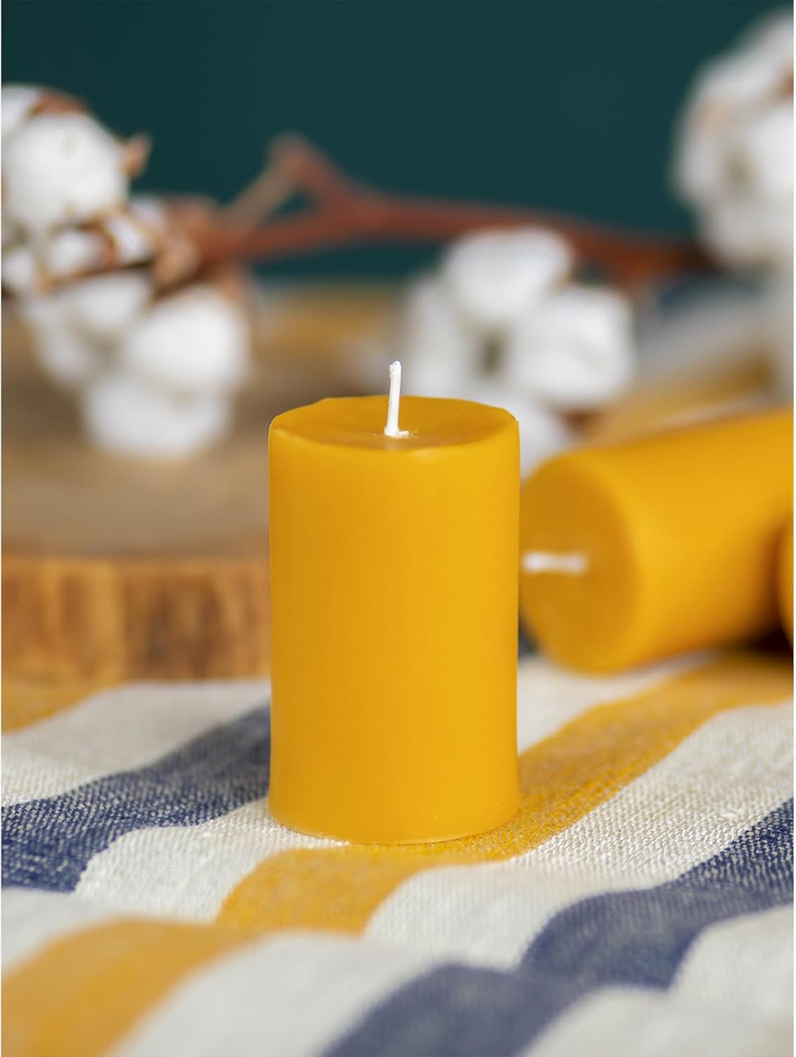 CANDWAX 3x4 inch Pillar Candles Set of 3 – Unscented Dripless Rustic Dark Blue Candles for Room Decor, Weddings, Centerpieces