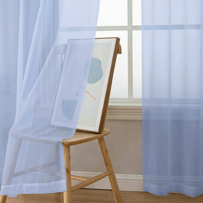 OWENIE Sheer Curtains 84 inches Long 2 Panels Set for Living Room/Bedroom, Rod Pocket Voile Sheer Panel Drapes, White, 2pcs, Each 42" W x 84" L - Colors A