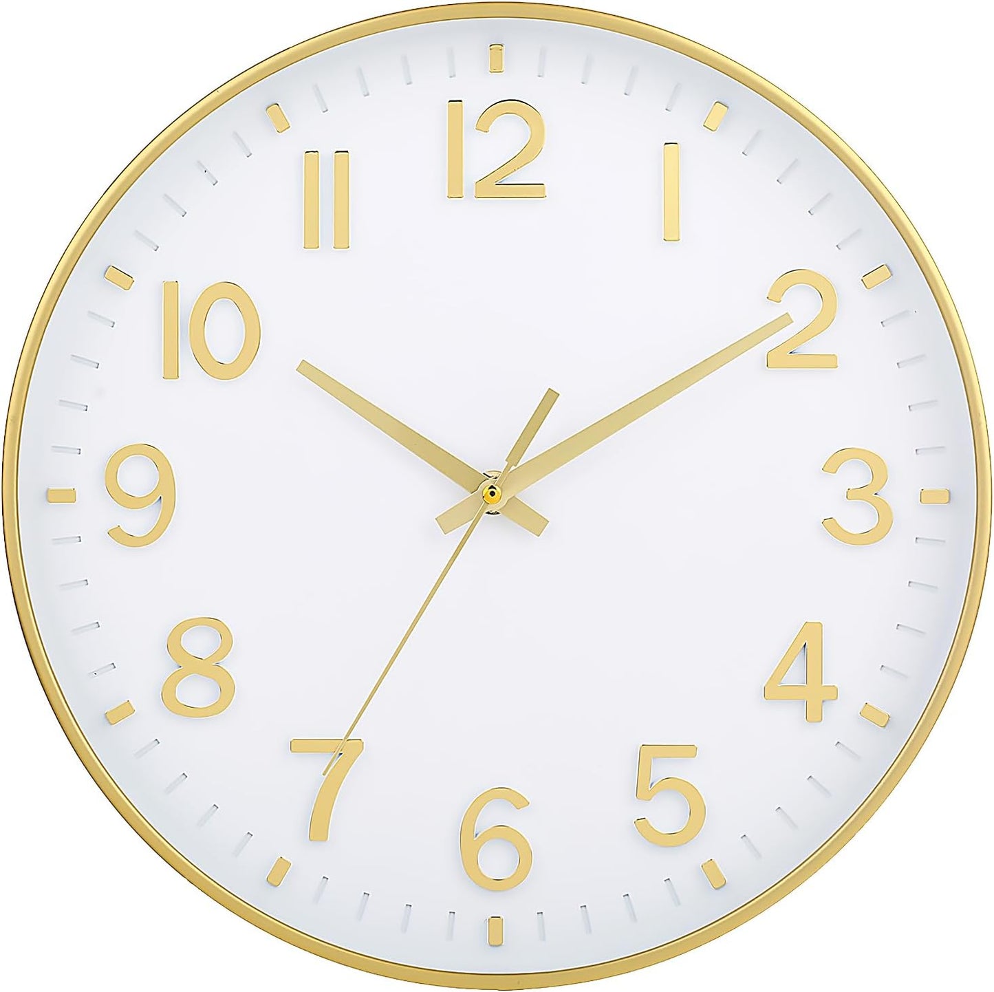 HZDHCLH Wall Clocks Battery Operated,12 inch Silent Non Ticking Modern Wall Clock for Living Room Bedroom Kitchen Office Classroom Decor (Olive Green and Gold)
