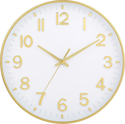 HZDHCLH Wall Clocks Battery Operated,12 inch Silent Non Ticking Modern Wall Clock for Living Room Bedroom Kitchen Office Classroom Decor (Olive Green and Gold)