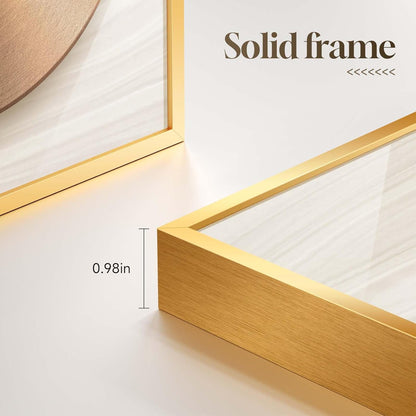 Framed Modern Luxury Gold Wall Art, Set of 3 Piece Contemporary Paintings Artwork for Walls, Golden Prints Pictures with Gold Frame, Wall Decor for Living Room, Hallway, Bedroom, Office 16x24 Inch