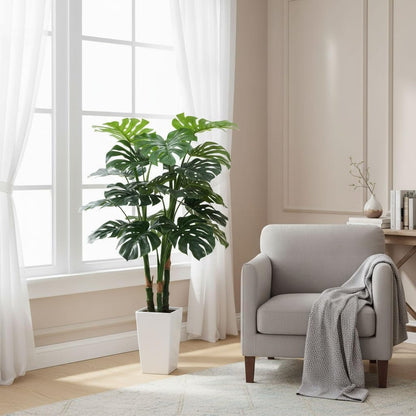 Aveyas 7ft Artificial Olive Tree for Home Decor, 7 Feet Large Faux Plant Fake Skinny Silk Trees with Pot for Indoor Outdoor House Living Room Office (7 ft Tall Including Raised Pot)