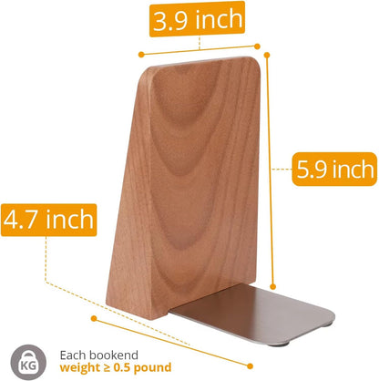 DRELIFAM Wood Handmade Book Ends to Hold Books Large Heavy Duty Bookends for Shelves Decorative Book End for Heavy Books