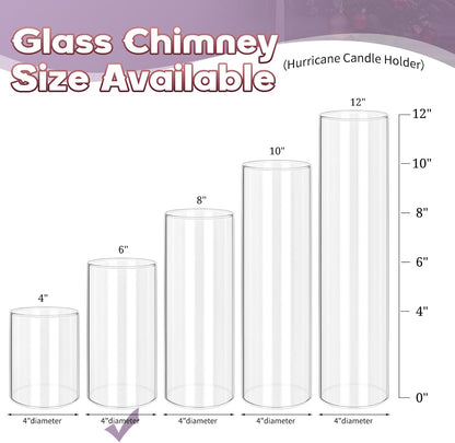 24 PCS Hurricane Candle Holder, 2.5" W x 14" H Open Ended Glass Candle Cylinder Sleeve, Clear Glass Cylinder Candle Holder, Open Flame Candle Chimney Tube Cover, Bottomless Cylindrical Glass