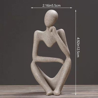 Thinker Statues And Sculptures, Sandstone Resin Thinker Statue Ornaments, Abstract Style Sculptures, Housewarming Gifts, Housewarming Decorations, Living Room Dining Desk Decorations (Right, Small)