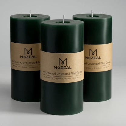 MOZEAL 3" x 4" Hand-Poured Unscented Candle,Dripless Pillar Candle Set of 3,Long Clean Burning,Approx 72 Hours Burn Time,Rustic Country Style,Wedding,Dinner,Christmas and Home Decor,White