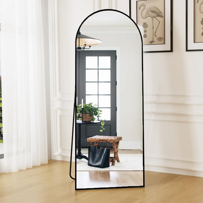 Dewfig Arched Full Length Mirror, 76"x34" Large Floor Mirror, Full Body Mirrors for Leaning or Hanging, Standing Mirrors for Bedroom, Living Room,Dressing Room, Aluminum Alloy Frame, Black