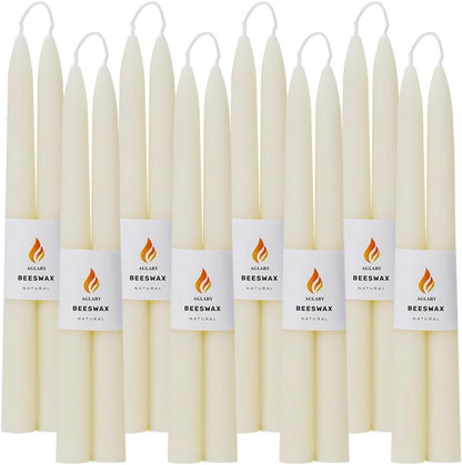 16PCS Beeswax Taper Candles, 9" Handmade Natural Candles, Dripless and Smokeless，9 Hour Burn Time