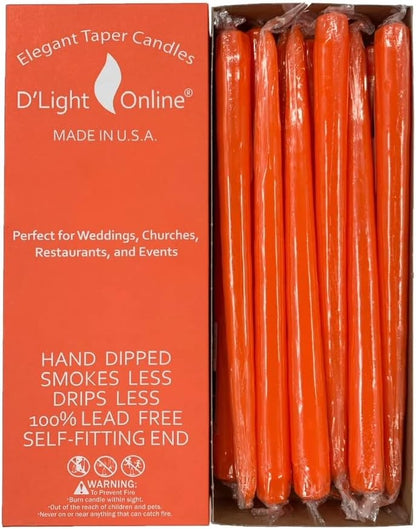 D'light Online White Taper Candles, 10 Inch Premium Quality Candles Hand-Dipped Tapered Candles, Dripless, Smokeless and Unwrapped Bulk Pack for Events - Set of 12 (10 Inch, White)