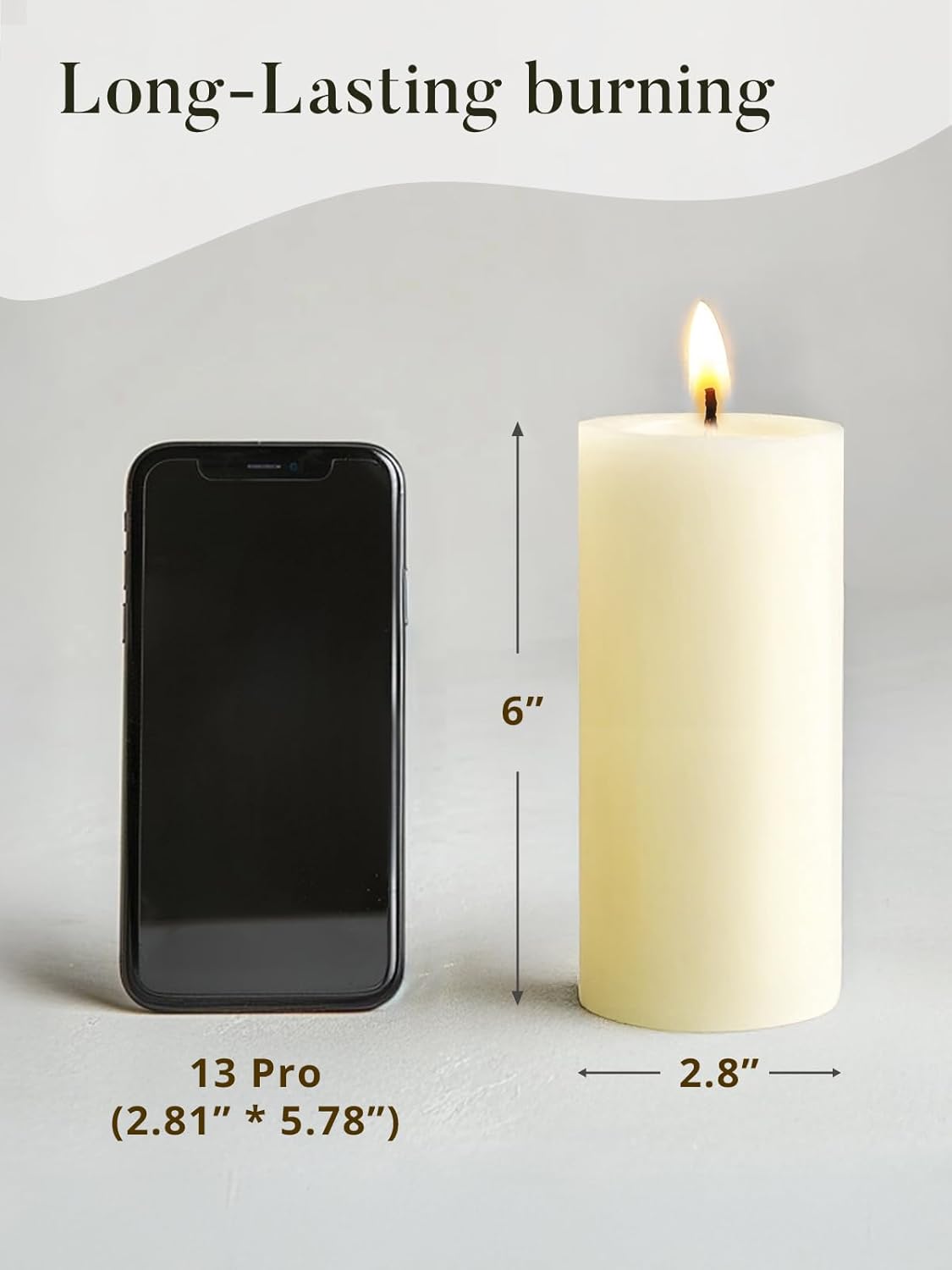 Ashlux 3x4 Inch White Pillar Candles, Set of 3 Wax, 56 Hours Long Burning, Unscented and Dripless Pillar Candles Bulk for Christmas Lights, Wedding, Parties, Spas, Home Decorative