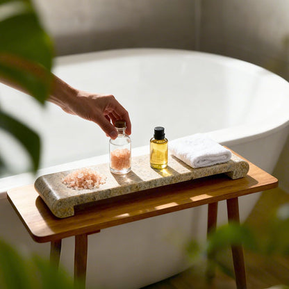 Natural Marble Tray Marble Pedestal Stand for Kitchen Counter, Bathroom, Home Decor, Small Plant Tray 4.02" x 15.98" Soap Dish Holder for Jewelry, Vanity, Counter Luxury Decorative Tray (Kashmir Gold)