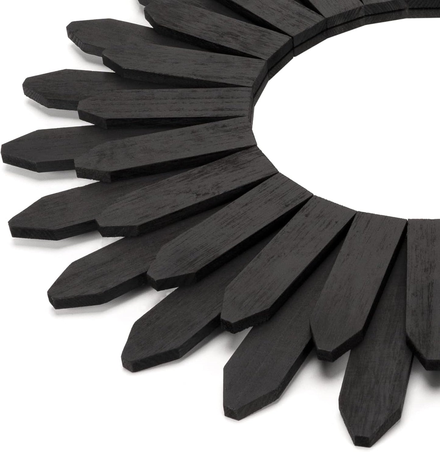 Honiway Wall Mirror Decorative 12 inch Rustic Wood Mirror Sunburst Boho Mirror for Entryway Bedroom Living Room Bathroom House Warming Gifts New Home Essential Carbonized Black