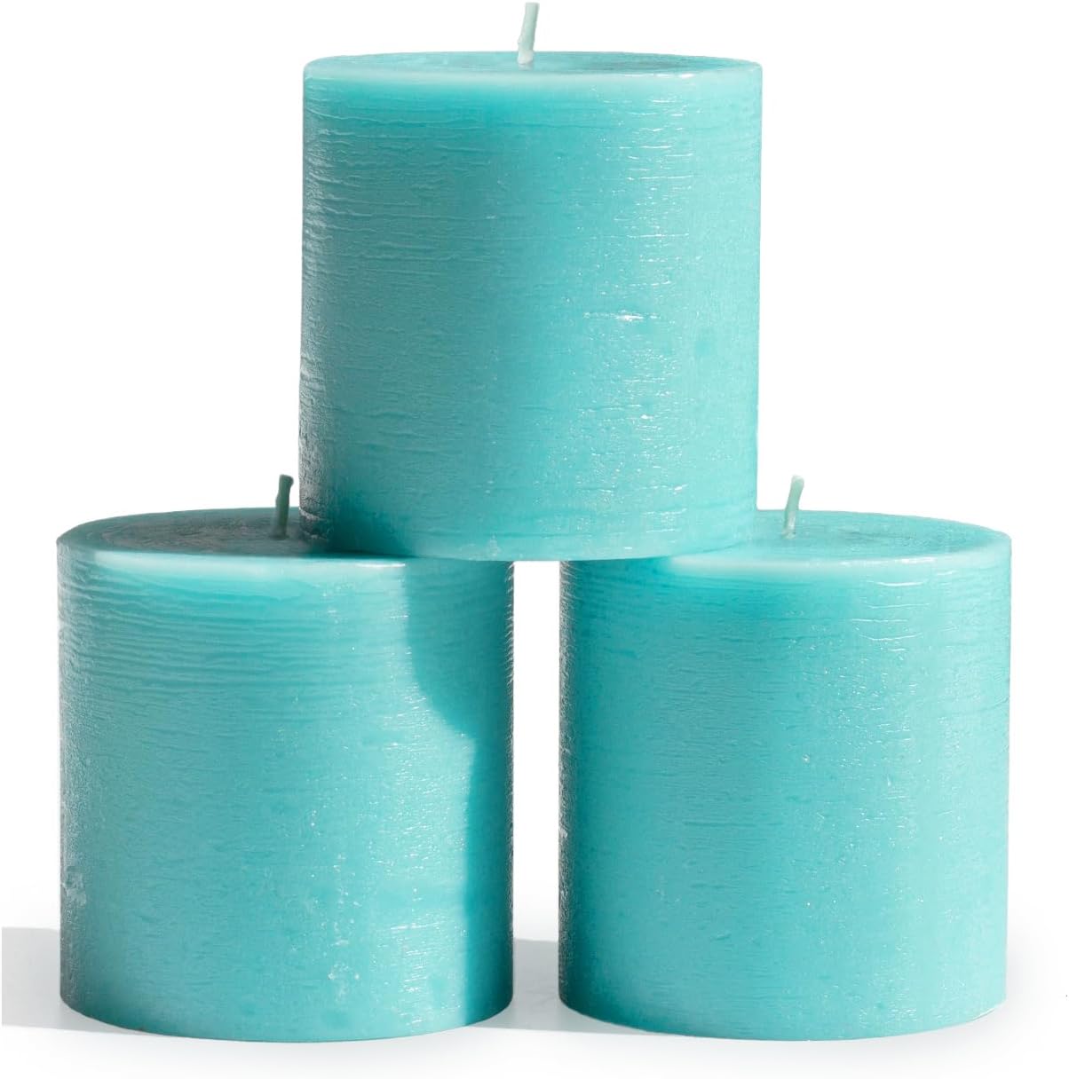CANDWAX 3x4 inch Pillar Candles Set of 3 – Unscented Dripless Rustic Dark Blue Candles for Room Decor, Weddings, Centerpieces