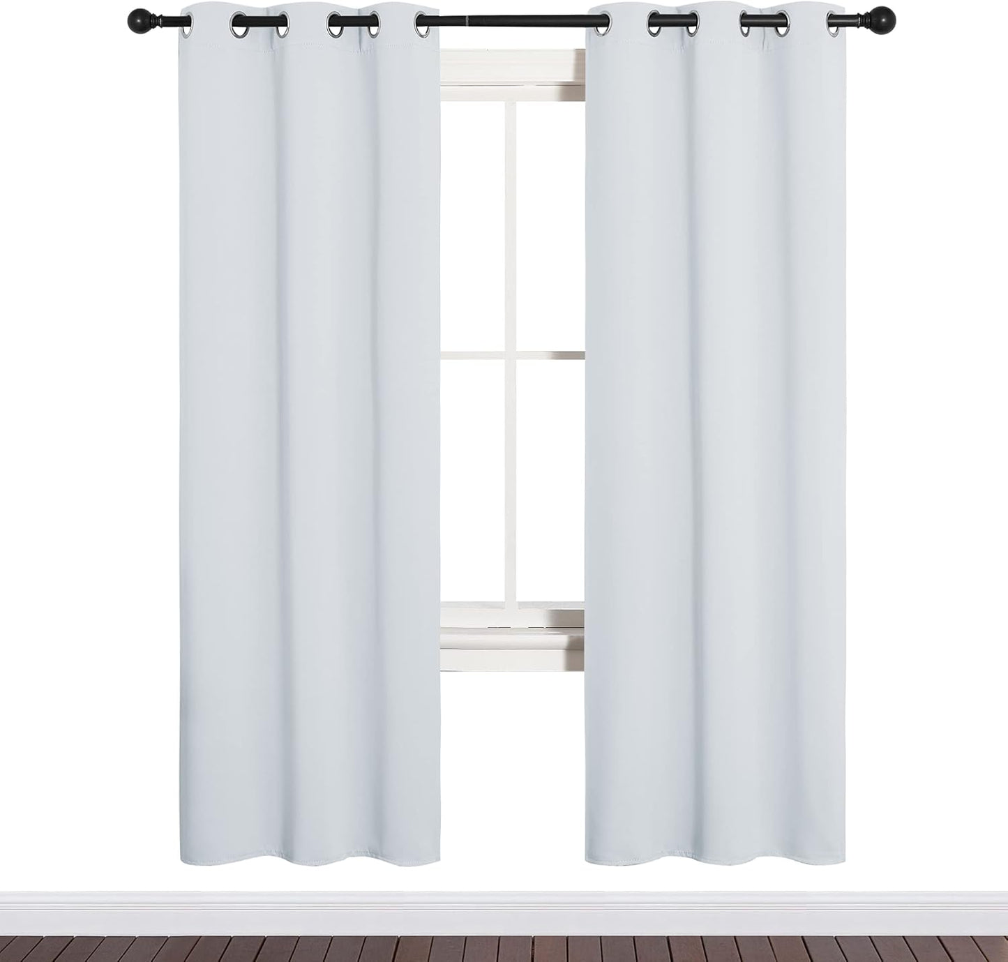 NICETOWN Halloween Pitch Black Solid Thermal Insulated Grommet Blackout Curtains/Drapes for Bedroom Window (2 Panels, 42 inches Wide by 63 inches Long, Black) - Colors A