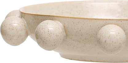 Bloomingville 9.75 Inches Stoneware Bowl with Orbs and Reactive Glaze, Black