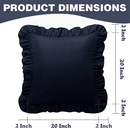 KKJIAF Ruffle Pillow Cases 26x26 Inches, White Square Ruffled Pillow Covers Set of 2, Microfiber Wrinkle Resistant Pillow Shams with Envelope Closure for Sofa Bed Living Room