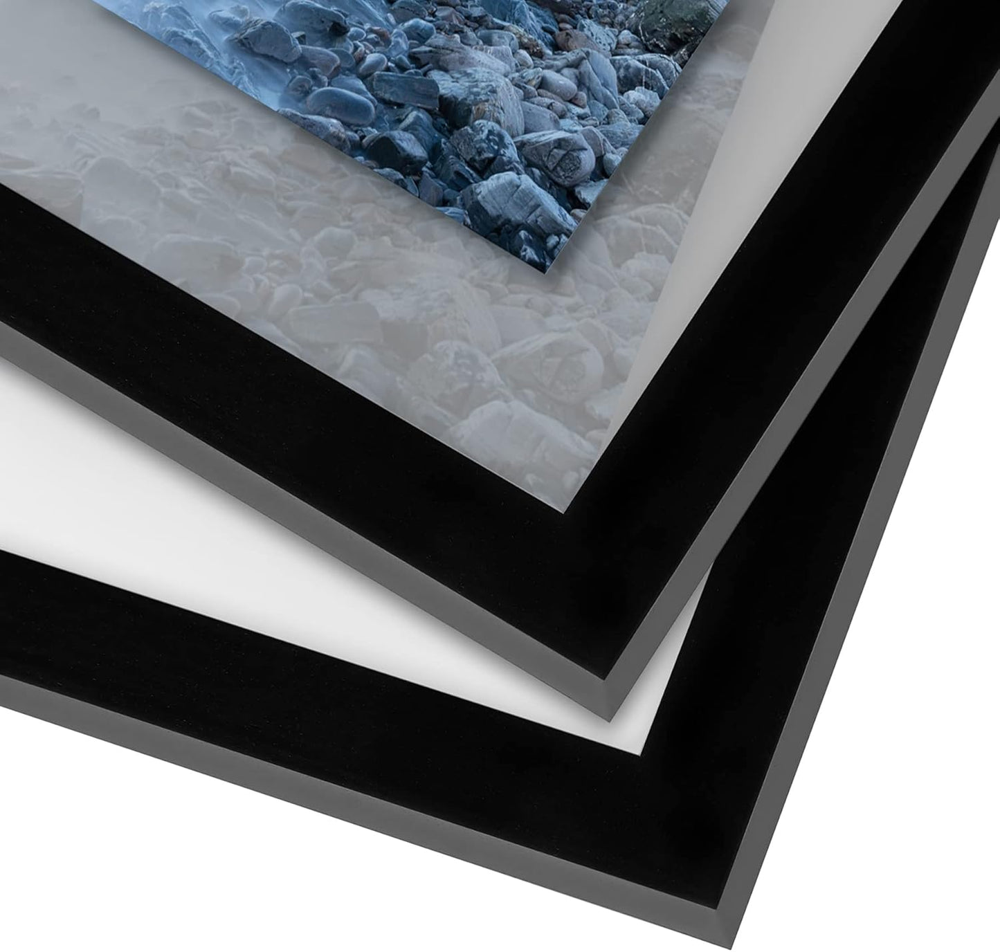 Americanflat 8.5x11 Floating Picture Frame with Polished Crystal-Clear Glass - Set of 2 - Use as 5x7 Frame or Display 4x6 Photo - Signature Float Collection - Photo Frames for Wall Display - Black