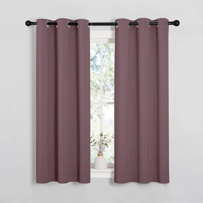 NICETOWN Halloween Pitch Black Solid Thermal Insulated Grommet Blackout Curtains/Drapes for Bedroom Window (2 Panels, 42 inches Wide by 63 inches Long, Black) - Colors E
