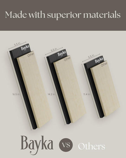 BAYKA Wall Mounted Floating Shelves, Wood Floating Wall Shelf for Books & Decor, Small Space-Saving Display & Organizer（Black，Set of 3）
