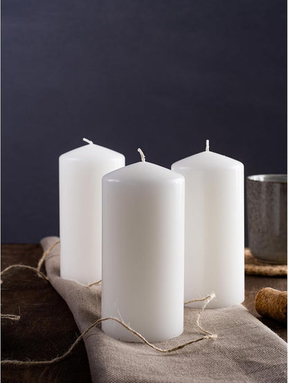 CANDWAX 3x4 inch Pillar Candles Set of 3 – Unscented Dripless Rustic Dark Blue Candles for Room Decor, Weddings, Centerpieces