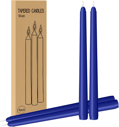 4 Pack Ivory Taper Candles - Taper Candles 10 Inch Dripless, Smokeless & Unscented - 8 Hours Long Burning - Hand Poured Tall Candlesticks - Ideal for Weddings, Dinner Parties, and Home Decor
