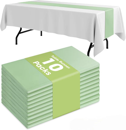 Pureegg Gold Plastic Table Runners - 10 Pack, 14'' x 108'', Water Resistant & Disposable Centerpiece Decorations for Table Cloth, Wedding, Birthday, Holiday, Baby Shower, Party, Home Decor