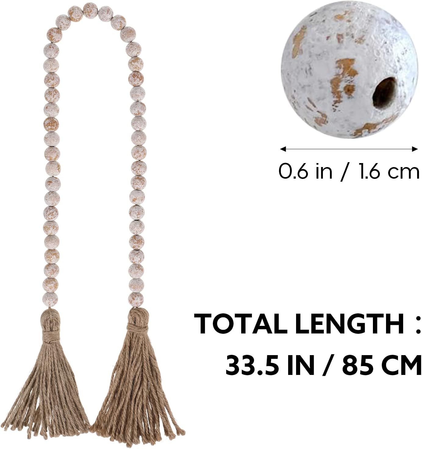 IMIKEYA Wooden Beads Garland: Farmhouse Wood Bead Garland with Tassels Boho Wall Hanging for Home Decor Tiered Tray Rustic Wood Prayer for Coffee Table Decor