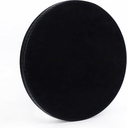 HofferRuffer Round Serving Tray 20'', Elegant Faux Leather Circle Ottoman Table Tray, Serve Tea Coffee Breakfast in Bedroom Living Room Kitchen (Brown)