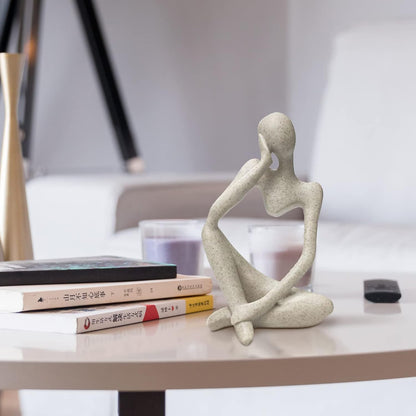 prosfalt Sandstone Resin Thinker Style Abstract Sculpture Statue Collectible Figurines Home Office Bookshelf Desktop Decor(Sandstone - Left Reverie)