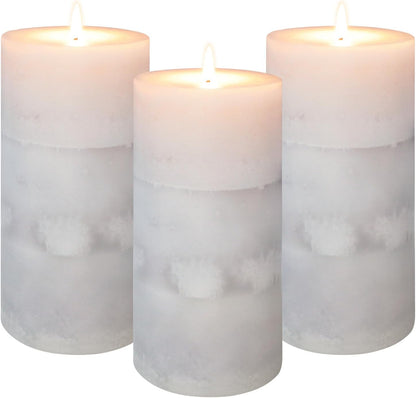 Pillar Candles Vanilla Cupcake Scented Immeiscent Aromatherapy Candle 50+ Hours Clean Burning Long Lasting Mottled Layered Candles for Home Scented SPA Restaurant Set of 3