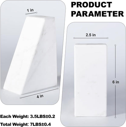 Karibiber Travertine Bookends for Heavy Books, Marble Decorative Bookends for Shelves, Heavy-Duty Stone Book Ends for Hardback Book & Cookbooks, Unique Book Stopper & Holder, Travertino Italy