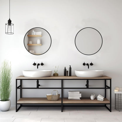 Sunniry Black Round Mirror, Round Mirror 24 inch, Black Circle Mirrors Matte Metal Frame, Wall Mounted Mirrors for Living Room, Bathroom, Wall, Entryway.