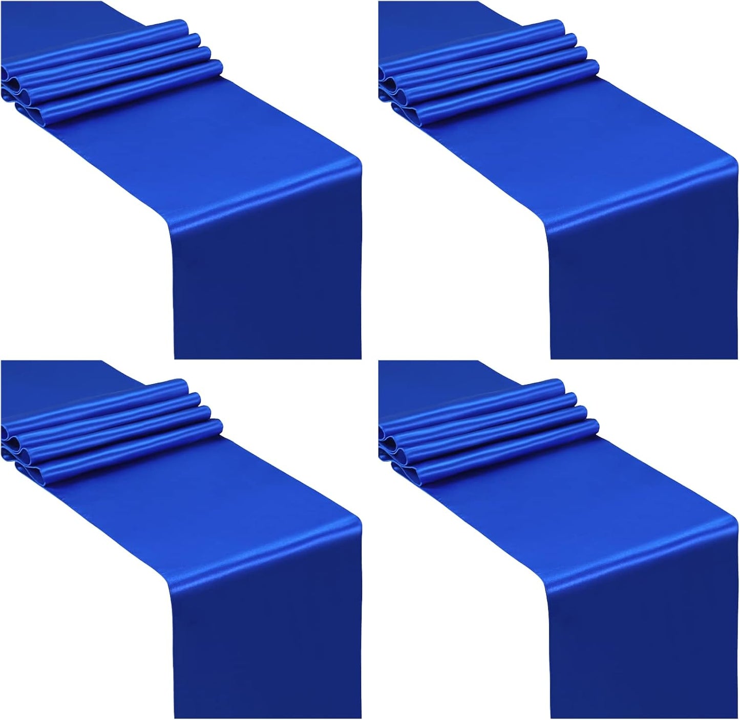 SiinvdaBZX 4 Pcs Royal Blue Satin Table Runner 12 x 108 inches Long, Bright Smooth Satin Wedding Table Runner Decorations for Birthday Parties, Buffet, Banquets, Graduations, Engagements