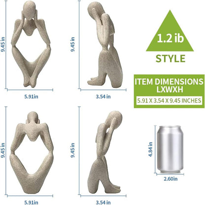 prosfalt Sandstone Resin Thinker Style Abstract Sculpture Statue Collectible Figurines Home Office Bookshelf Desktop Decor(Sandstone - Left Reverie)