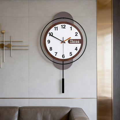 Wall Clock with Pendulum,Silent Quality Quartz Battery Operated,Modern Large Wall Clocks for Living Room Kitchen Home Bathroom Bedroom Wall Decor,16.2x26Inch(Black)