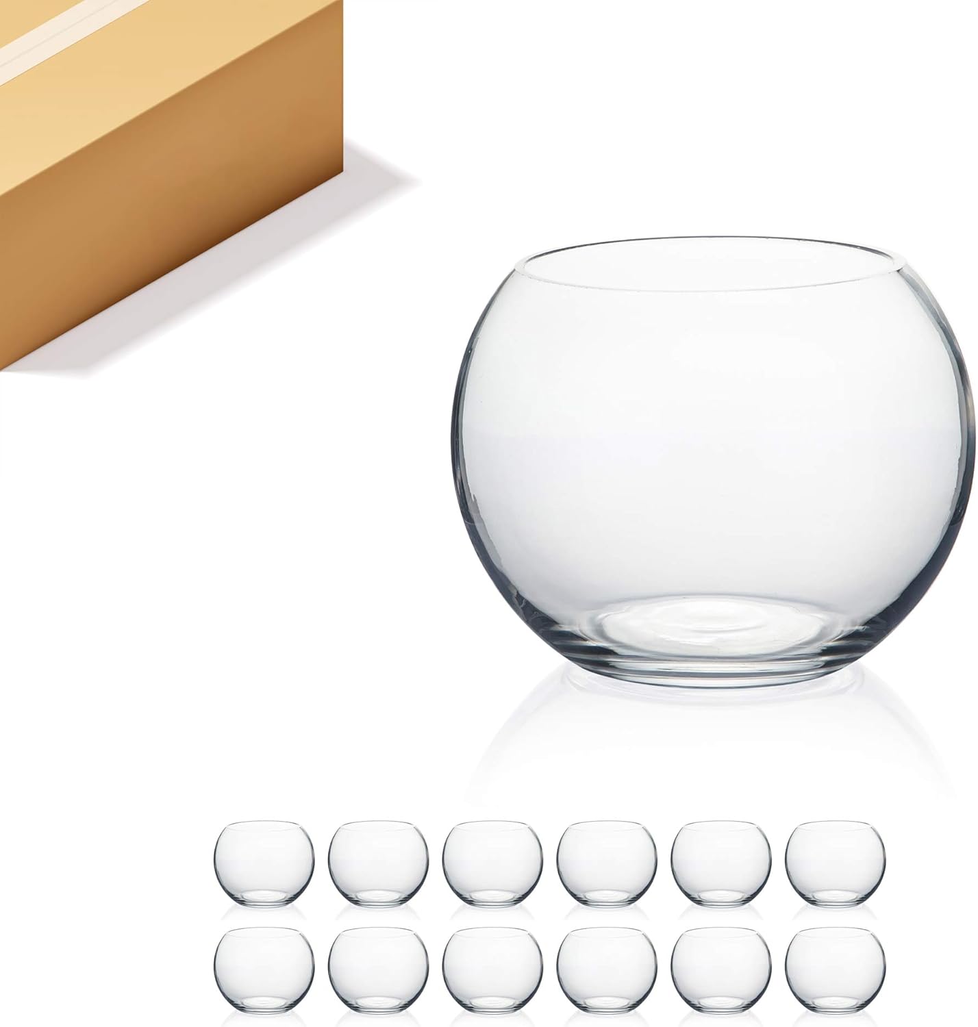 WGV Bowl Glass Vase, Diameter 6", Height 4.5", Open Width 4", (Multiple Sizes Choices) Clear Bubble Planter Terrarium Fish Bowl for Wedding Event Home Decor, 1 Piece (VBW0006A)