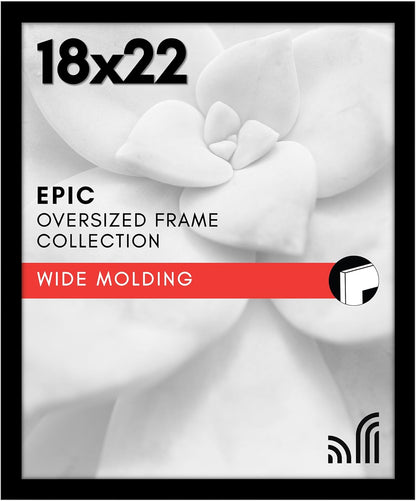 Americanflat 16x20 Picture Frame with Polished Plexiglass - Black Picture Frame - Wide Photo Frames Made of Engineered Wood for Vertical or Horizontal Wall Display - Epic Collection - Black - Colors C