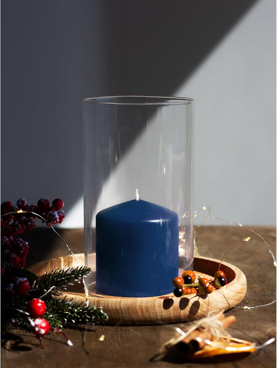 CANDWAX 3x4 inch Pillar Candles Set of 3 – Unscented Dripless Rustic Dark Blue Candles for Room Decor, Weddings, Centerpieces