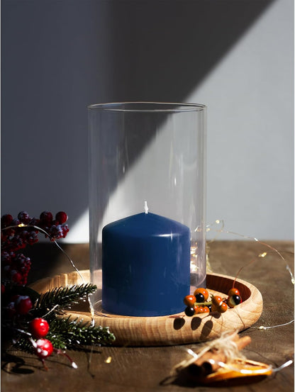 CANDWAX 3x4 inch Pillar Candles Set of 3 – Unscented Dripless Rustic Dark Blue Candles for Room Decor, Weddings, Centerpieces