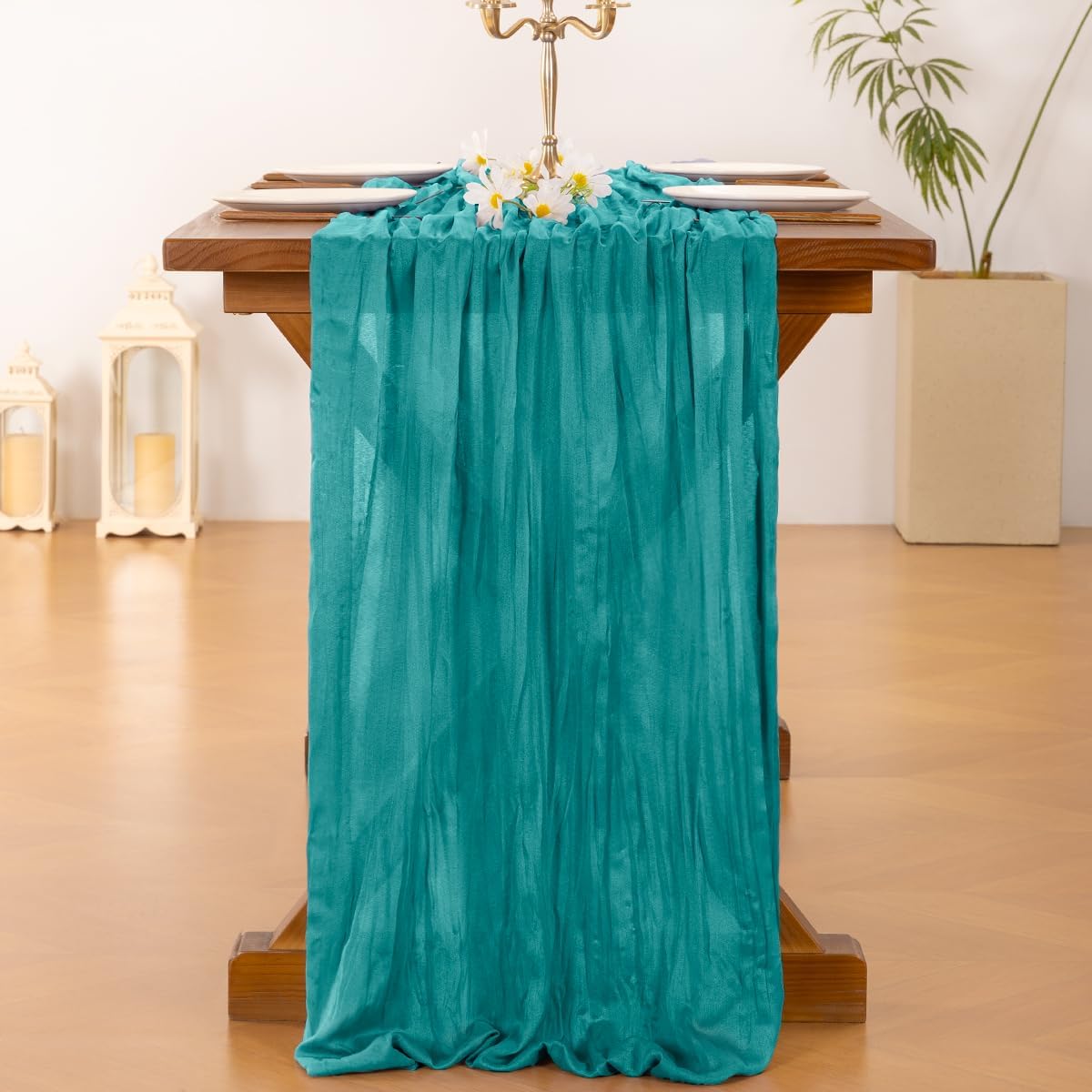 Socomi 3pcs Sage Green Cheesecloth Table Runner Summer Boho Rustic Gauze 120 inch 10FT Cheese Cloth Sheer Runner for Wedding Party Baby Shower Home Decor Holiday Decorations
