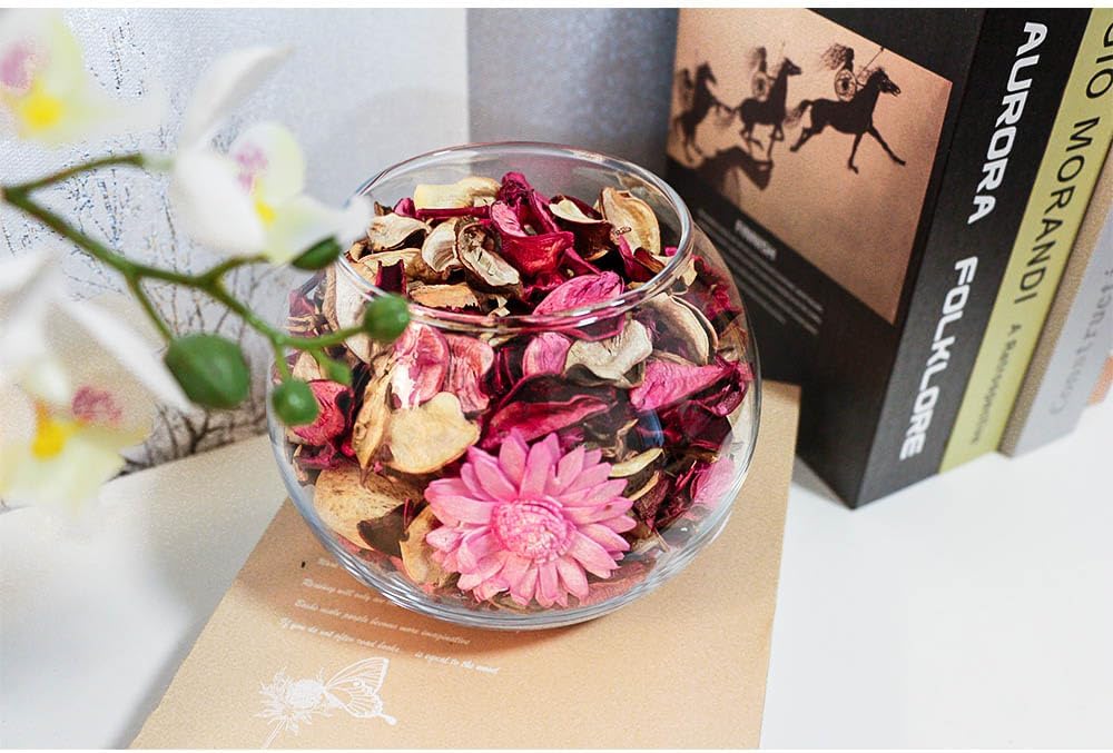 White Potpourri Bags,Pine Scented Potpourri Bowl Filler,Vase Filler,Decorative Dried Flowers, Home Fragrance Popery,Bathroom Decor, Crystal(20 oz)