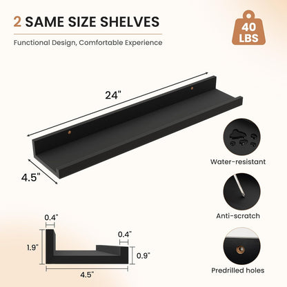 Dreamland Picture Ledge Shelf for Wall, Floating Shelves Set of 2, 48 Inch Long Floating Shelves with Lip for Living Room, Bedroom, Bathroom, Kitchen, White