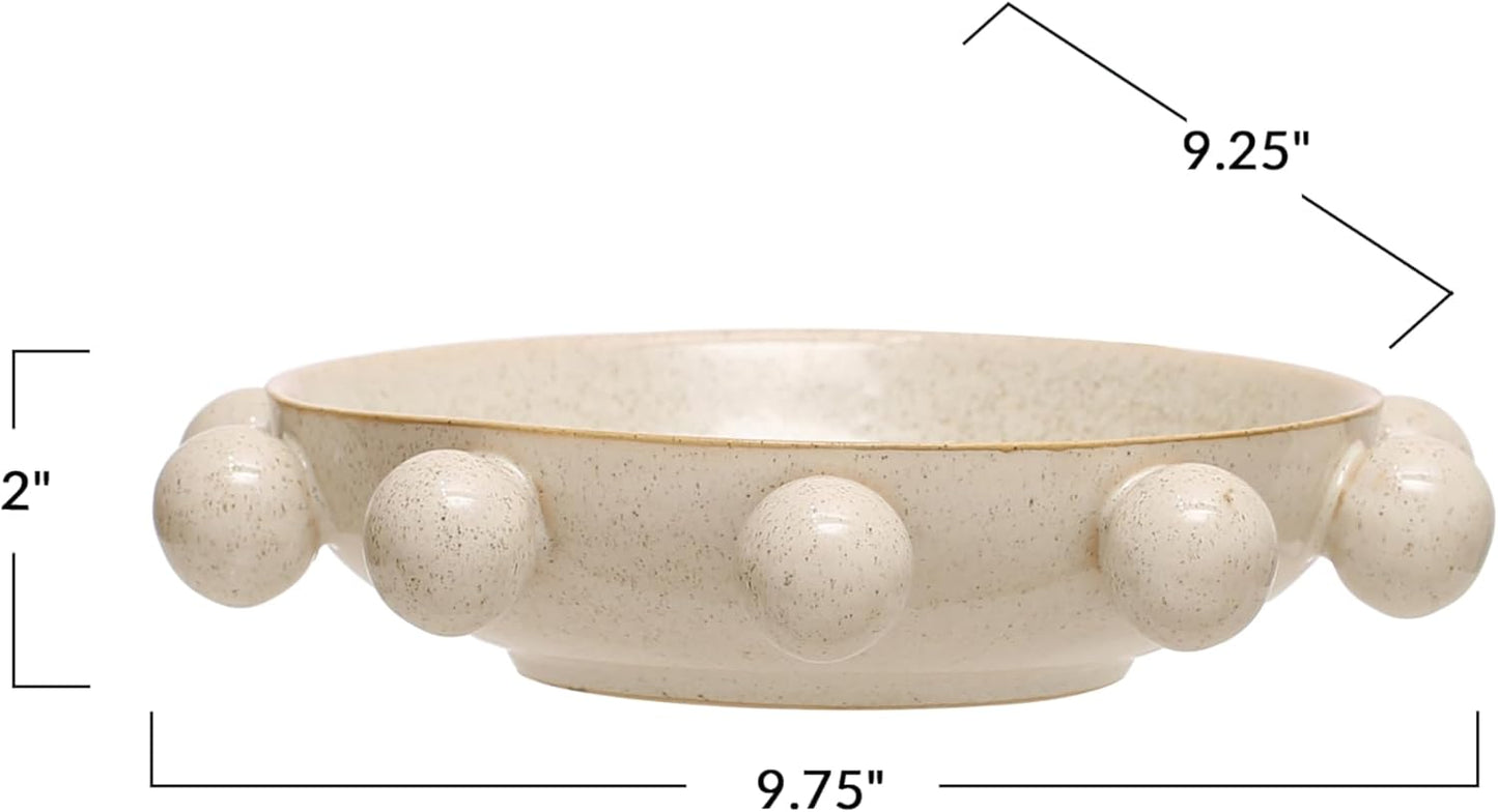 Bloomingville 9.75 Inches Stoneware Bowl with Orbs and Reactive Glaze, Black