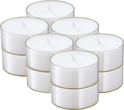 Clear White Tea Lights Candles - 4.5 Hour Long Burning Unscented Tea Light Candles for Home, Travel, Holiday Events, Relaxation & Emergencies - 12 Pack