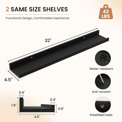 Dreamland Picture Ledge Shelf for Wall, Floating Shelves Set of 2, 48 Inch Long Floating Shelves with Lip for Living Room, Bedroom, Bathroom, Kitchen, White